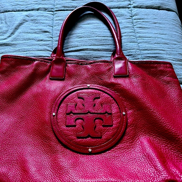 Tory Burch red leather tote bag - Picture 1 of 14